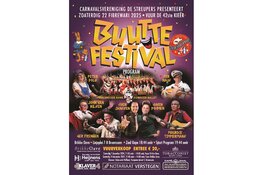 C.V. De Streupers 42ste Buuttefestival 2025 op 22 februari. Voorverkoop op 7 en 14 december 2024